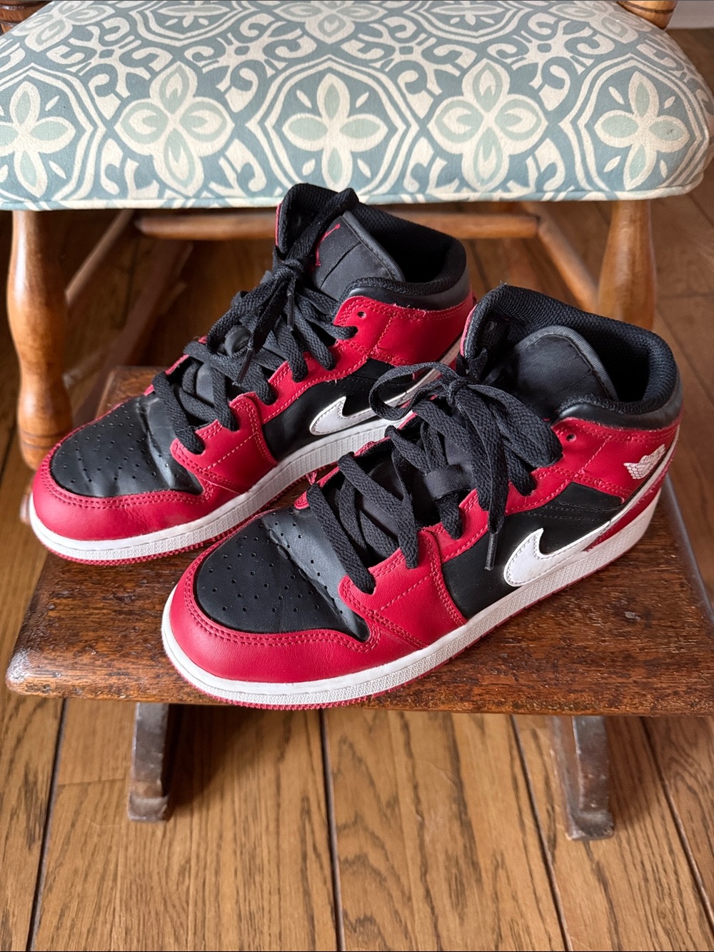 Nike Kids Air Jordans, Black, Red & White Sneakers